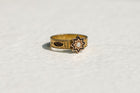 Victorian English Mourning Ring With Enamel and Woven Hair