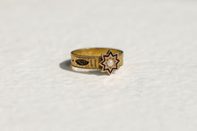 Victorian English Mourning Ring With Enamel and Woven Hair