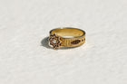 Victorian English Mourning Ring With Enamel and Woven Hair
