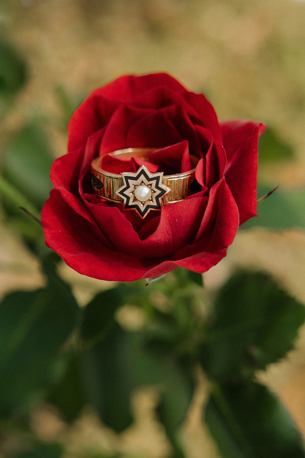 Victorian English Mourning Ring With Enamel and Woven Hair